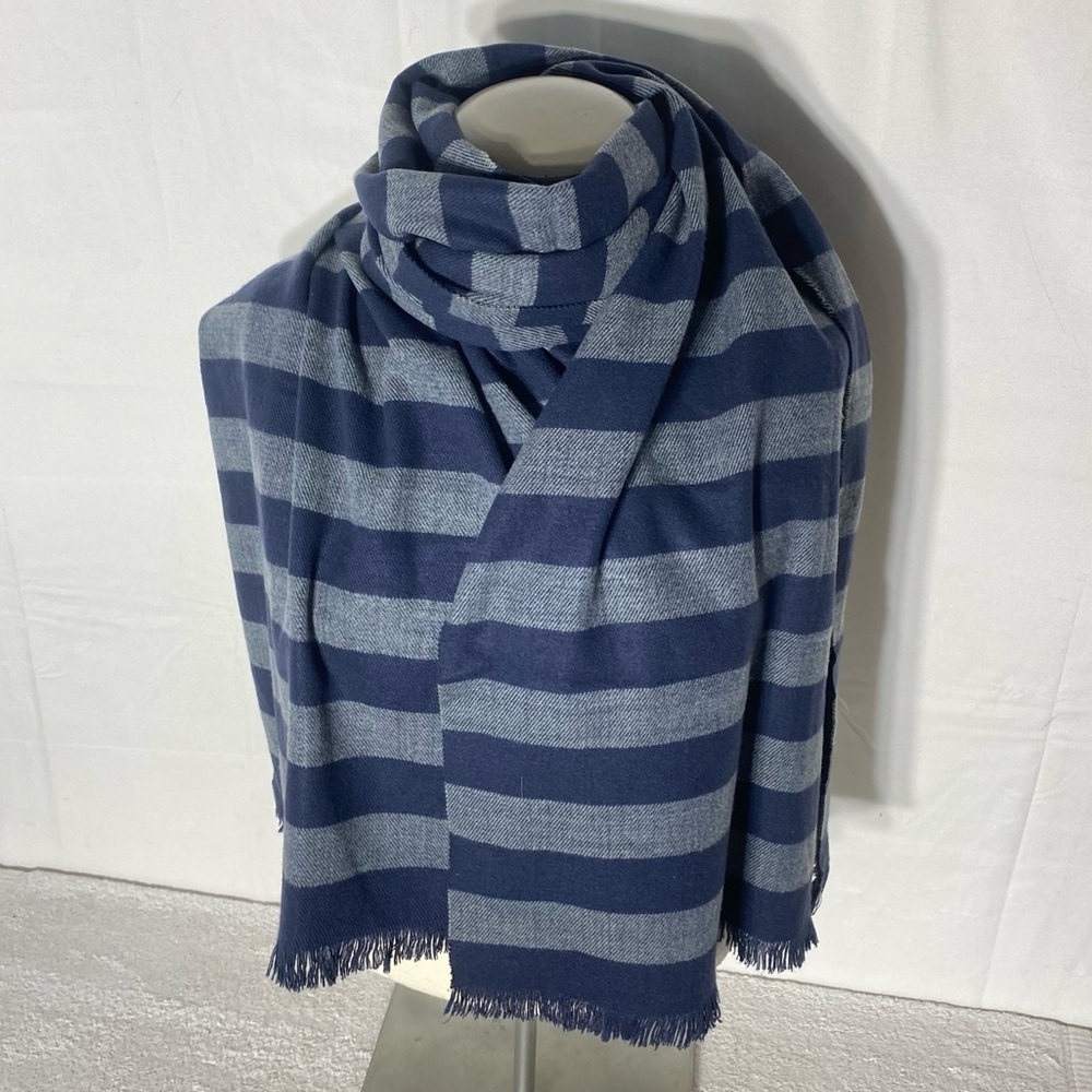 5/$25 Blue Grey Striped Super Soft Scarf